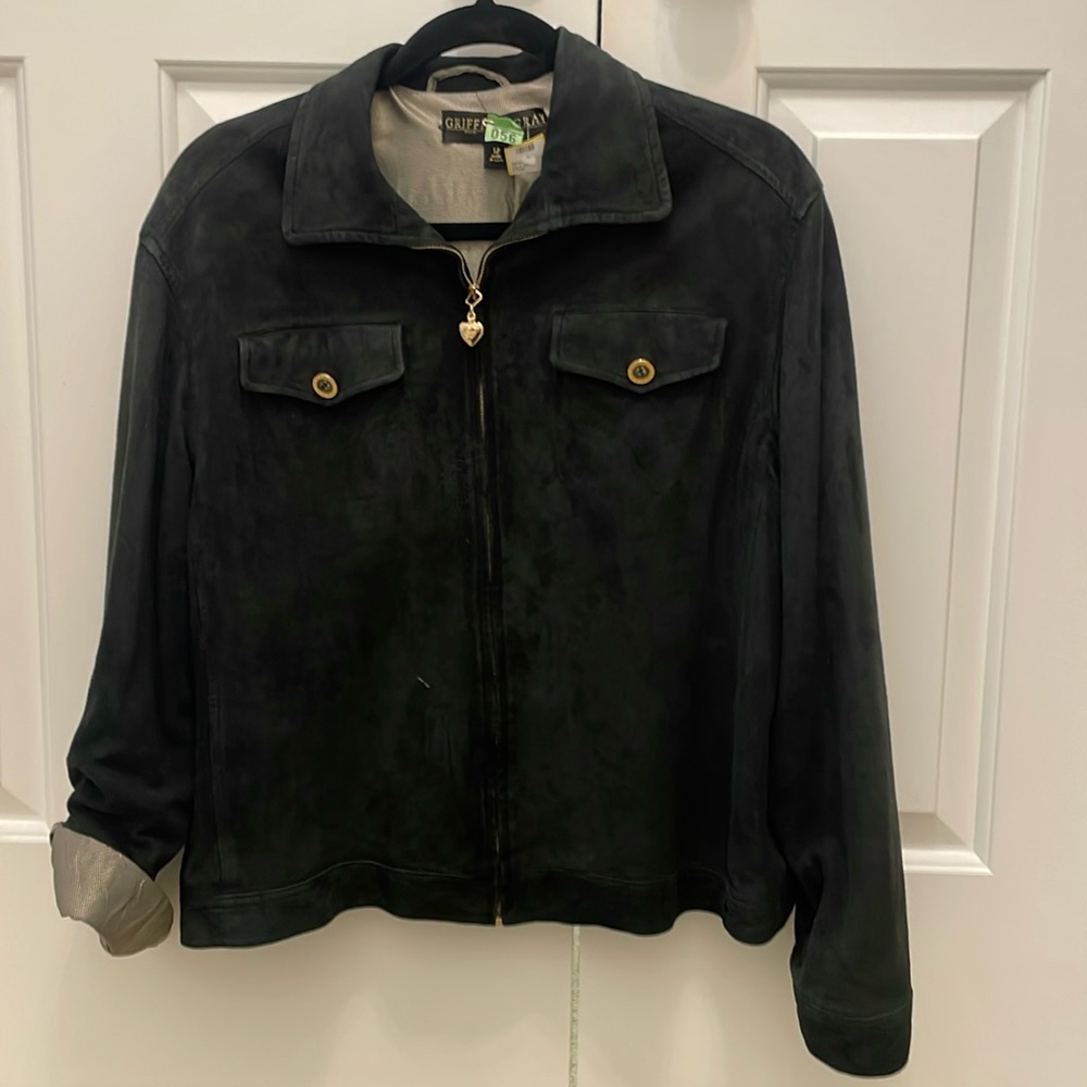 St John Griffith Gray Suede Jacket sz 12
